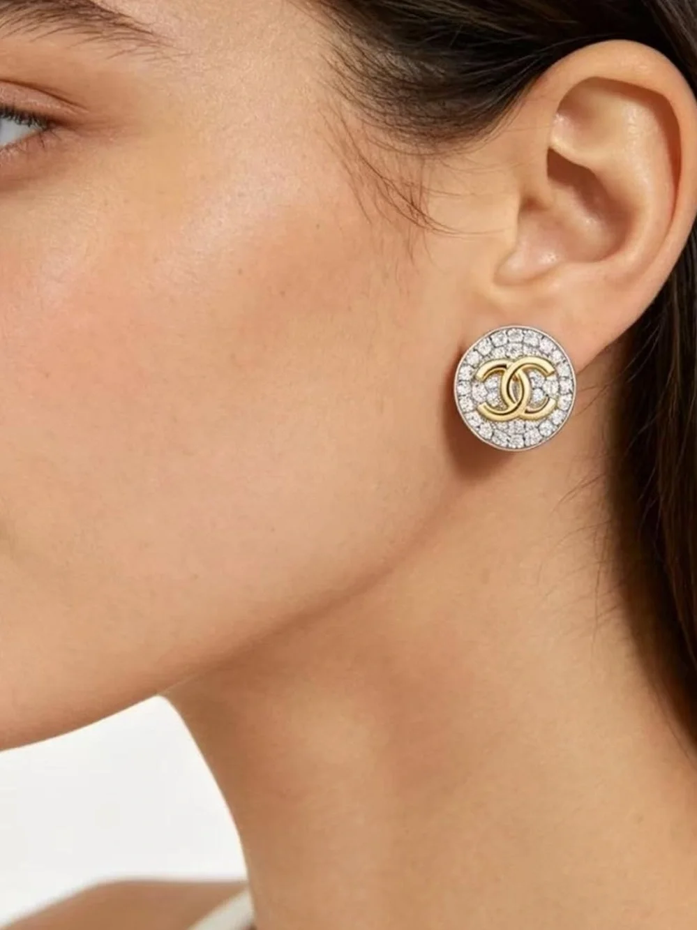 CHANEL Crystal Disc Earrings